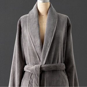 Restoration Hardware RH Long Plush Spa Robe • XS Extra Small • Graphite Grey